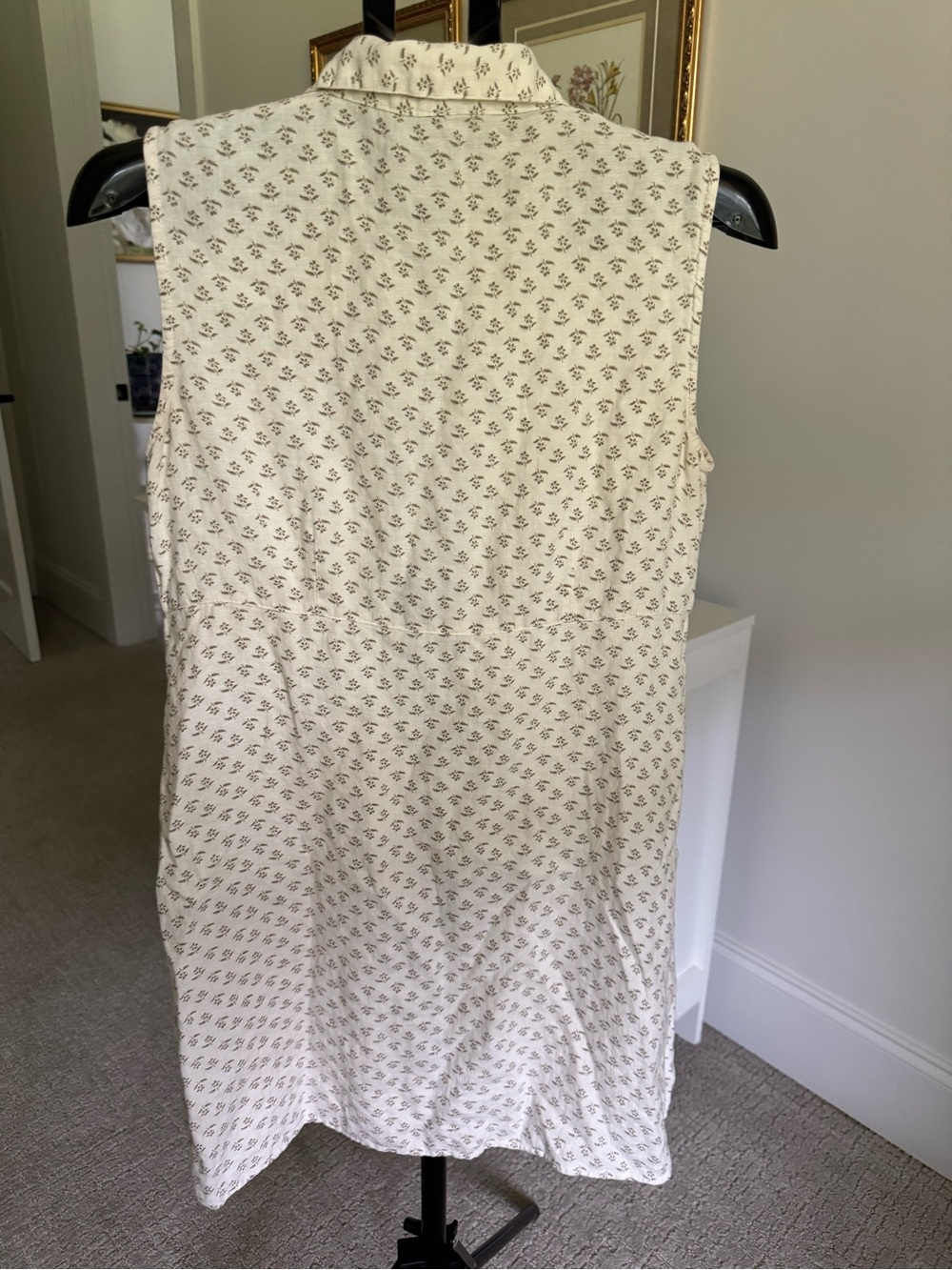 Bohemia 100% Linen Sleeveless Cream Collared Button-Front Dress Size Medium - Picture 3 of 12